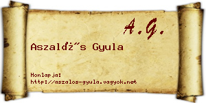 Aszalós Gyula névjegykártya